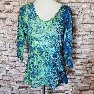 JM Collection Paisley Scope Blouse Brand New